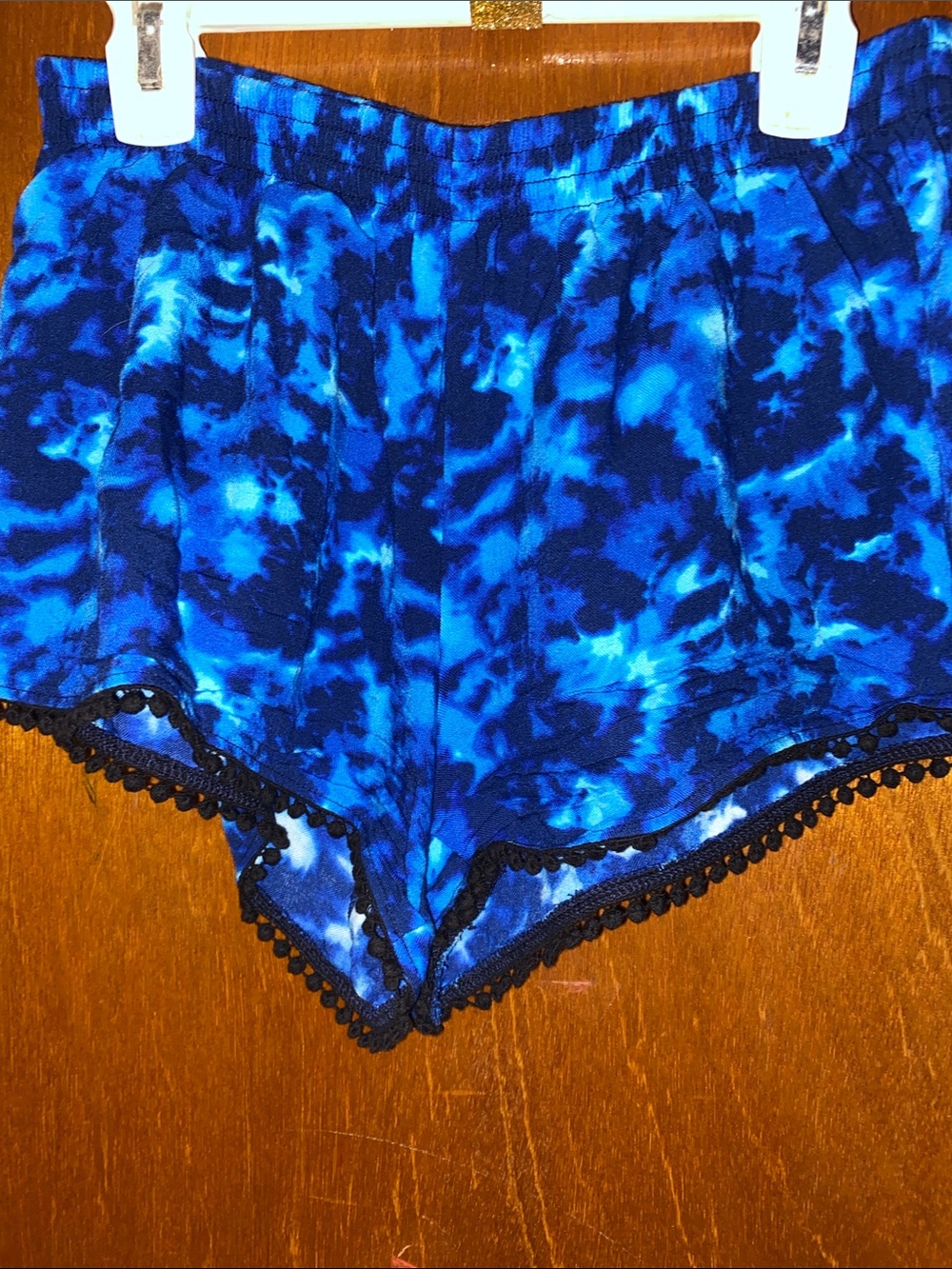 Victoria's Secret Blue Tie-Dye Pom-Pom Trim Shorts - Picture 5 of 6